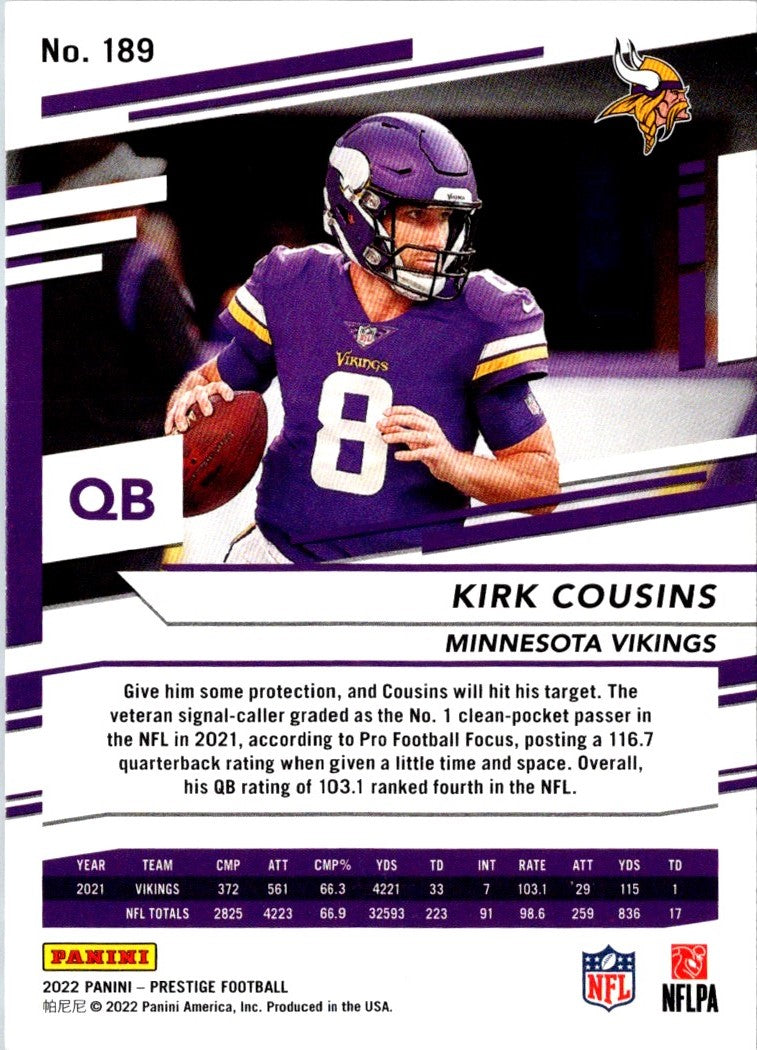 2022 Panini Prestige Kirk Cousins