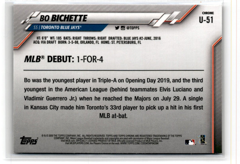 2020 Topps Chrome Update Bo Bichette