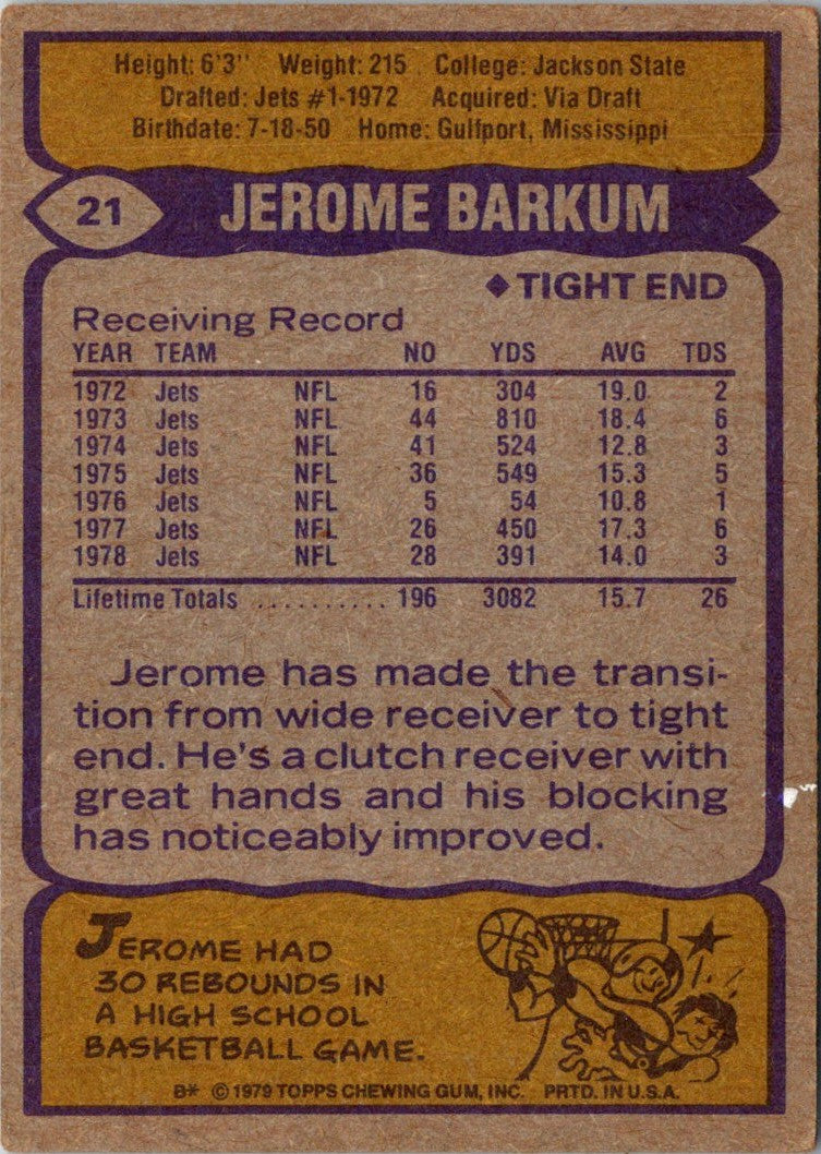 1979 Topps Jerome Barkum