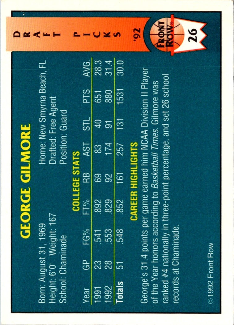 1992 Front Row Draft Picks George Gilmore