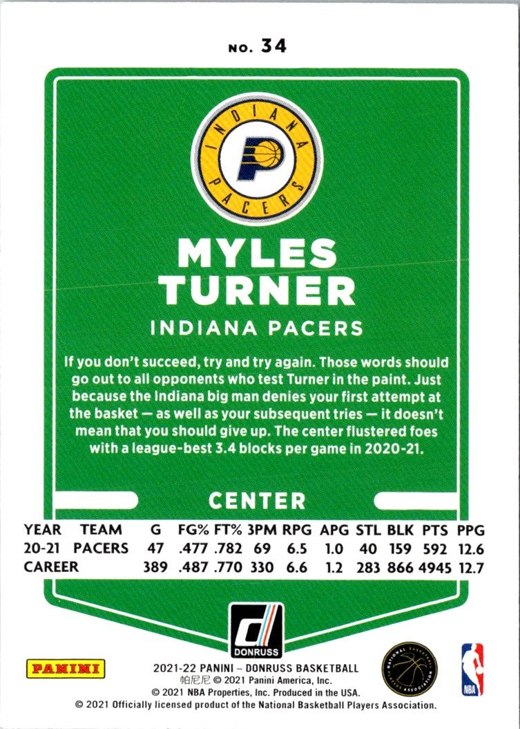 2021 Donruss Myles Turner