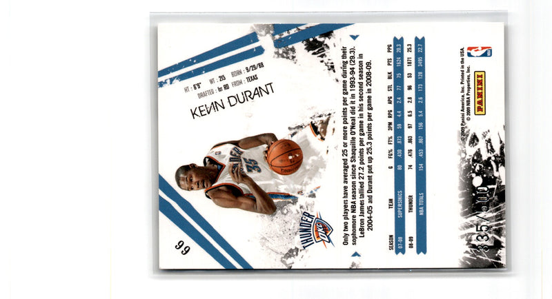 2009 Panini Rookies & Stars Longevity Kevin Durant