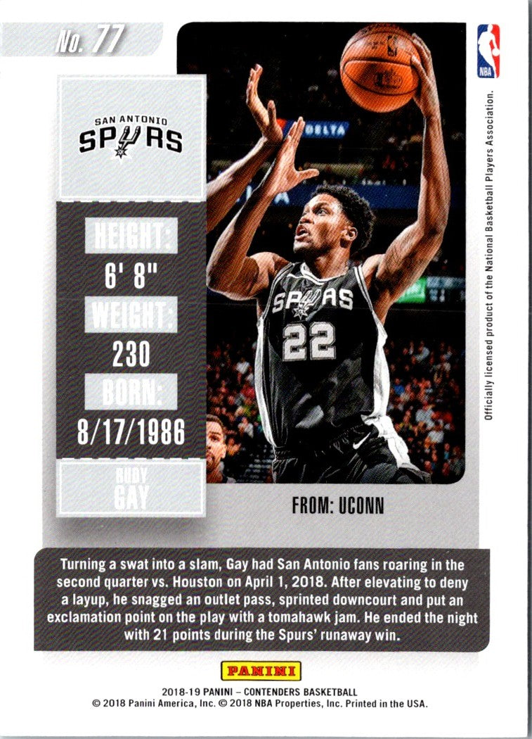 2018 Panini Contenders Game Ticket Red Rudy Gay