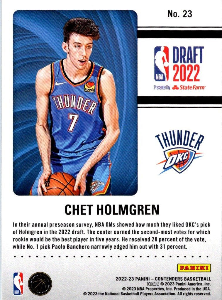 2022 Panini Contenders 2022 Draft Class Chet Holmgren