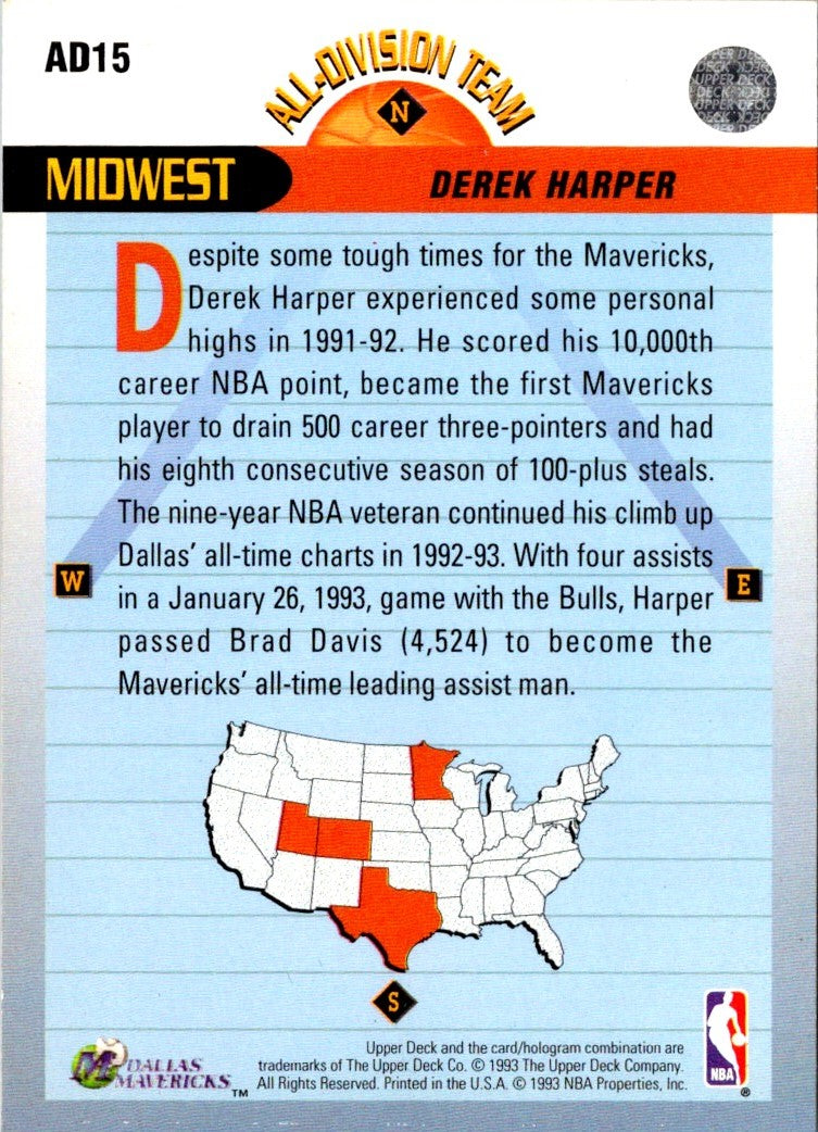 1992 Upper Deck All-Division Team Derek Harper