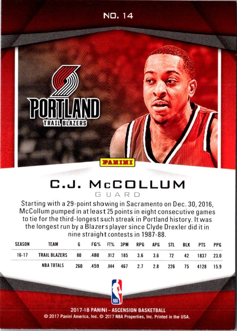 2017 Panini Ascension C.J. McCollum