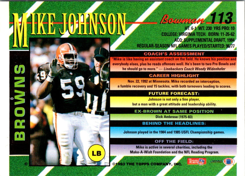 1993 Bowman Mike Johnson