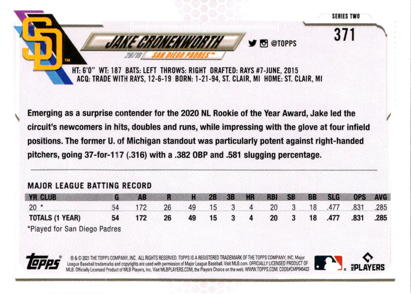 2021 Topps Jake Cronenworth