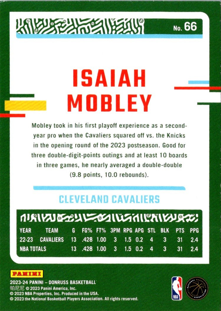 2023 Donruss Isaiah Mobley