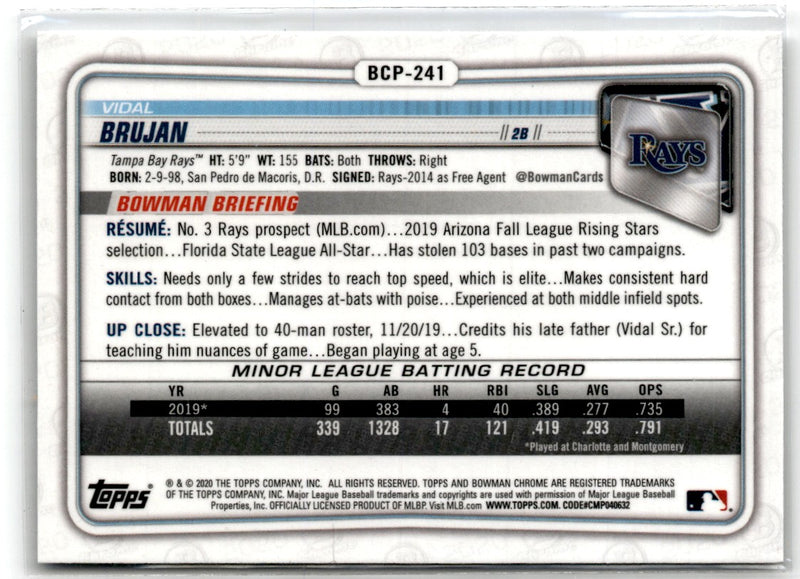 2020 Bowman Chrome Prospects Vidal Brujan