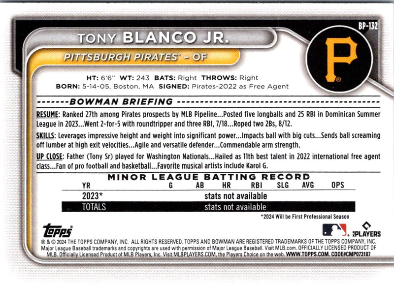 2024 Bowman Prospects Tony Blanco Jr.