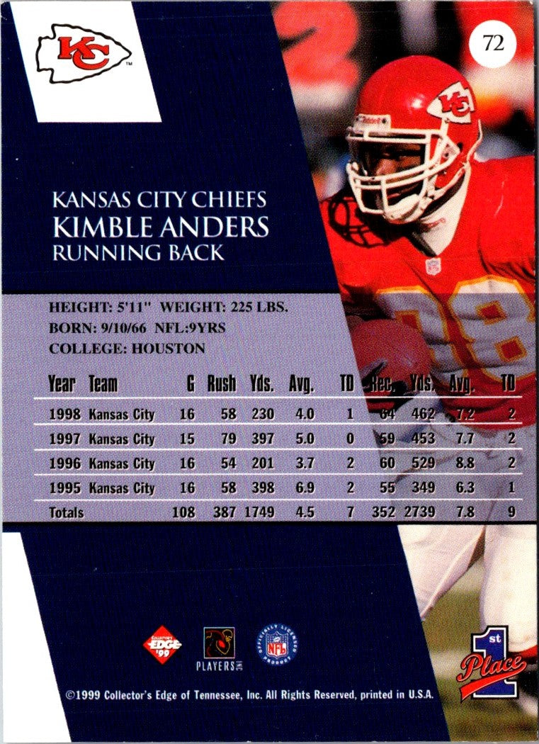 1999 Collector's Edge First Place Kimble Anders