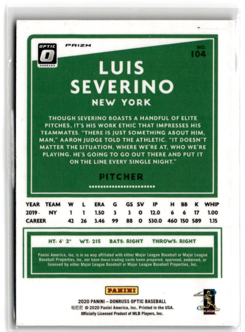 2020 Donruss Optic Red Wave Luis Severino