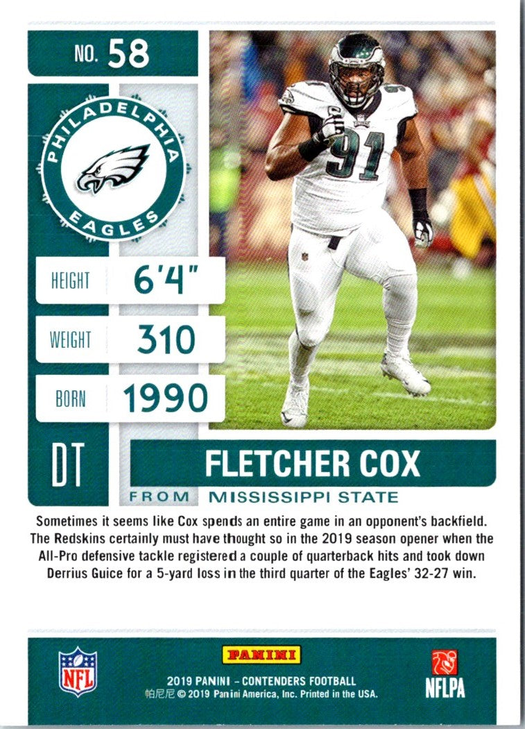 2019 Panini Prizm Blue Fletcher Cox