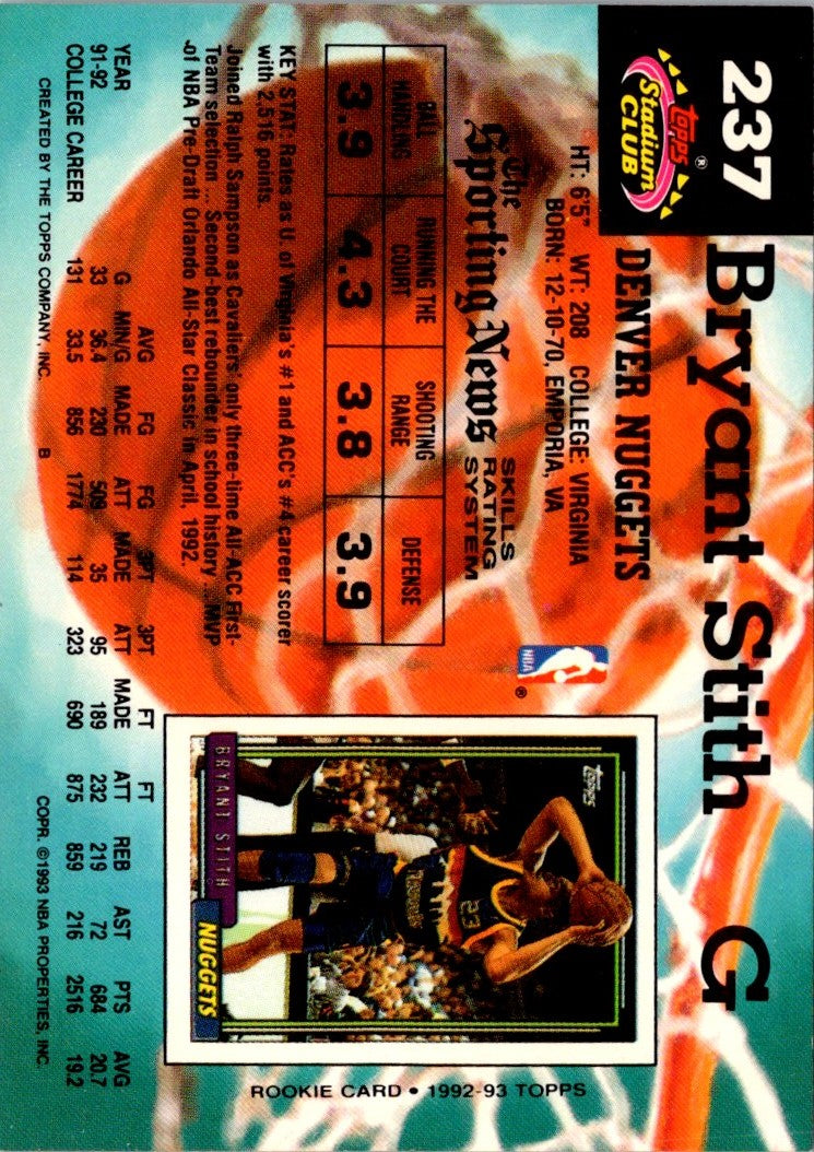 1992 Stadium Club Bryant Stith