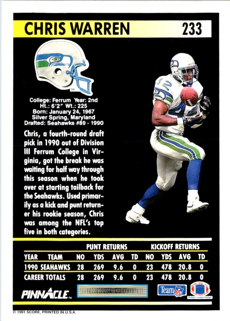 1991 Pinnacle Chris Warren