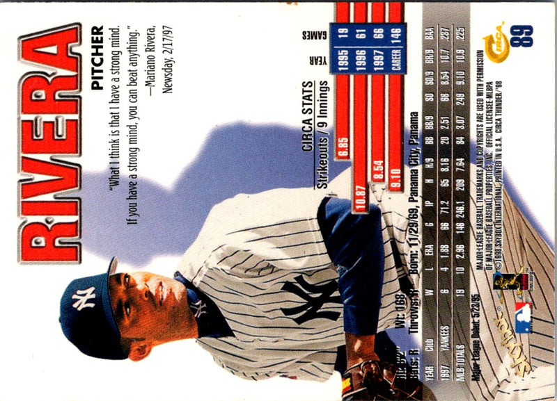 1998 Circa Thunder Mariano Rivera