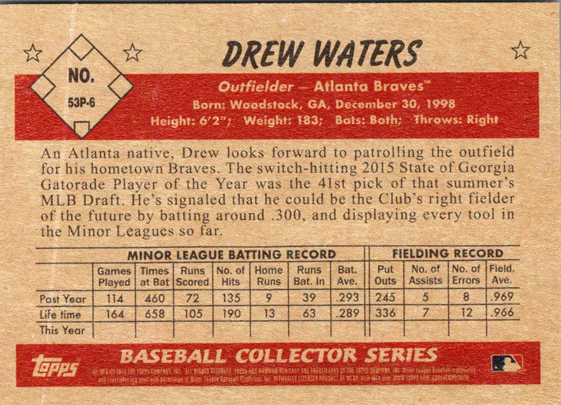 2019 Bowman Heritage Prospects Drew Waters