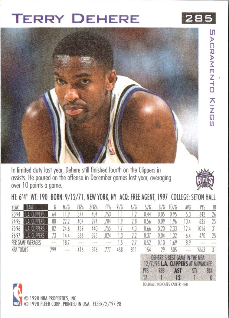 1997 Fleer Traditions Crystal Terry Dehere