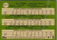2020 Topps Heritage A.J. Puk/Seth Brown/Jesus Luzardo #317 Rookie