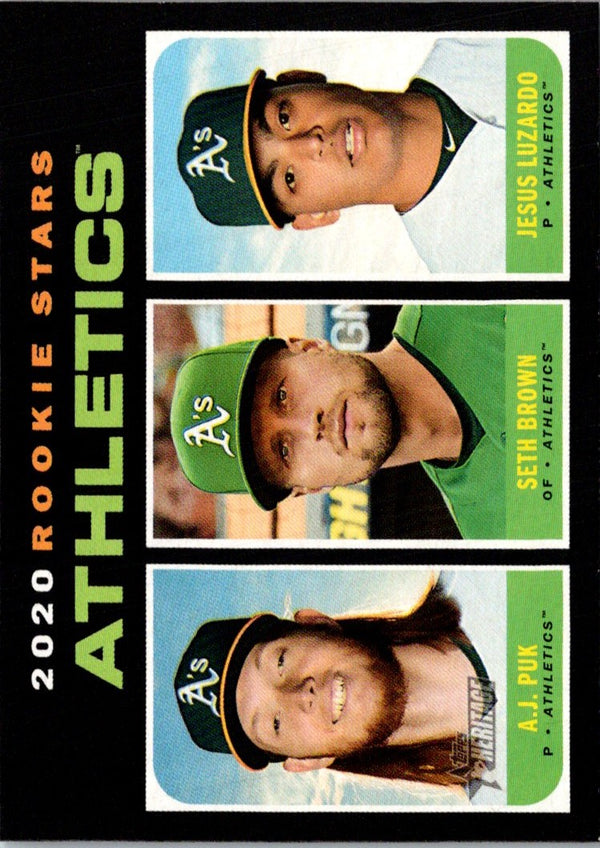 2020 Topps Heritage A.J. Puk/Seth Brown/Jesus Luzardo #317 Rookie