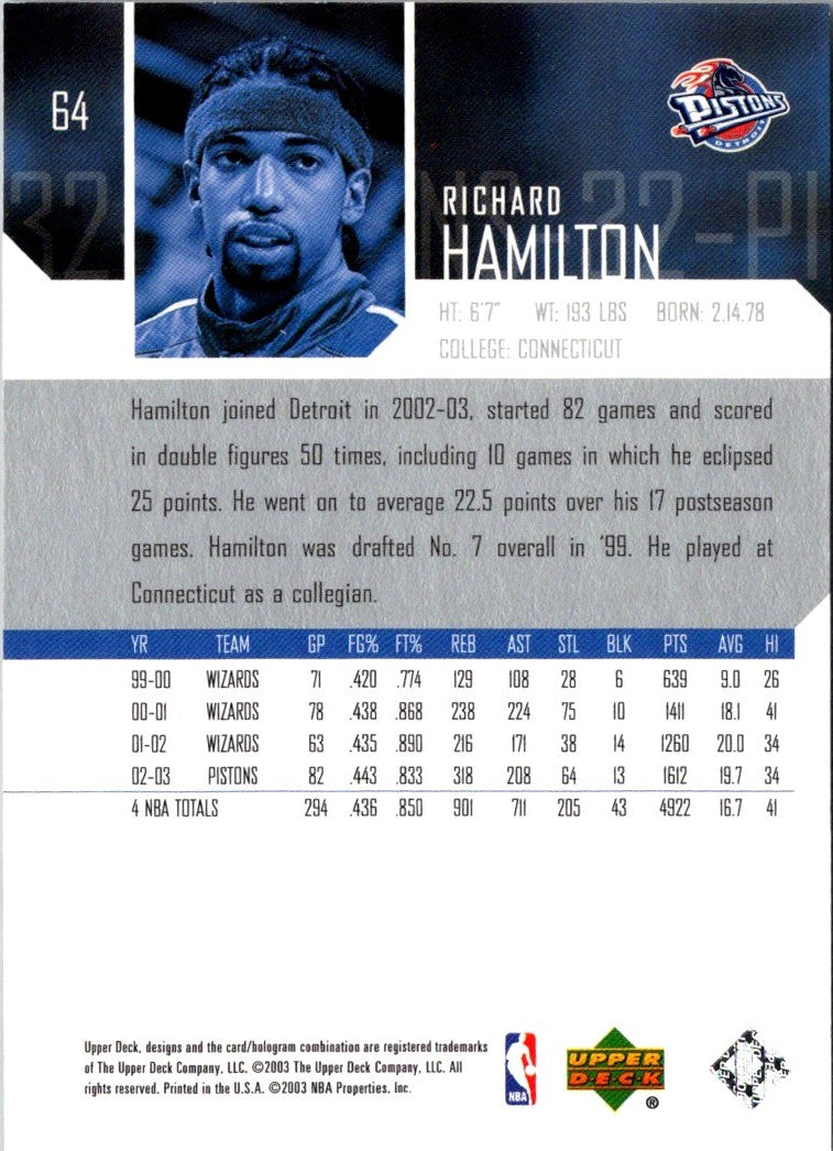 2003 Upper Deck Richard Hamilton