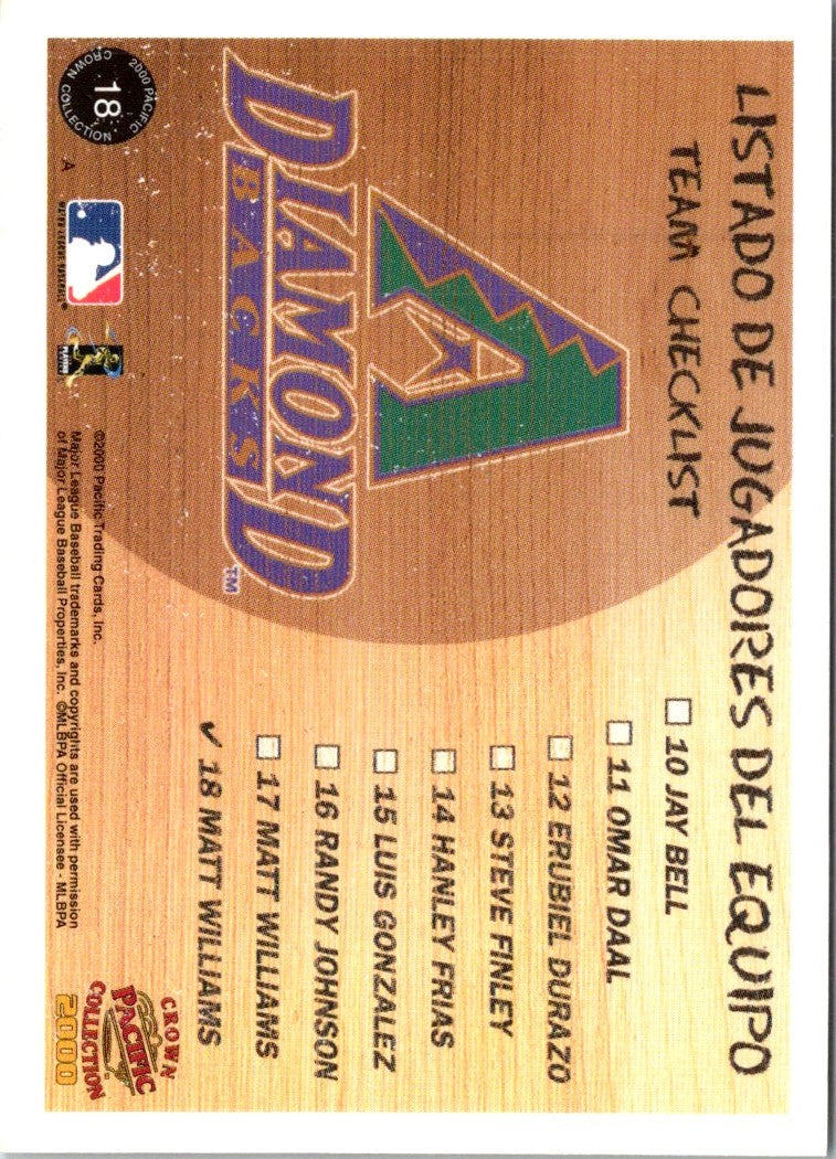 2000 Pacific Crown Collection Matt Williams