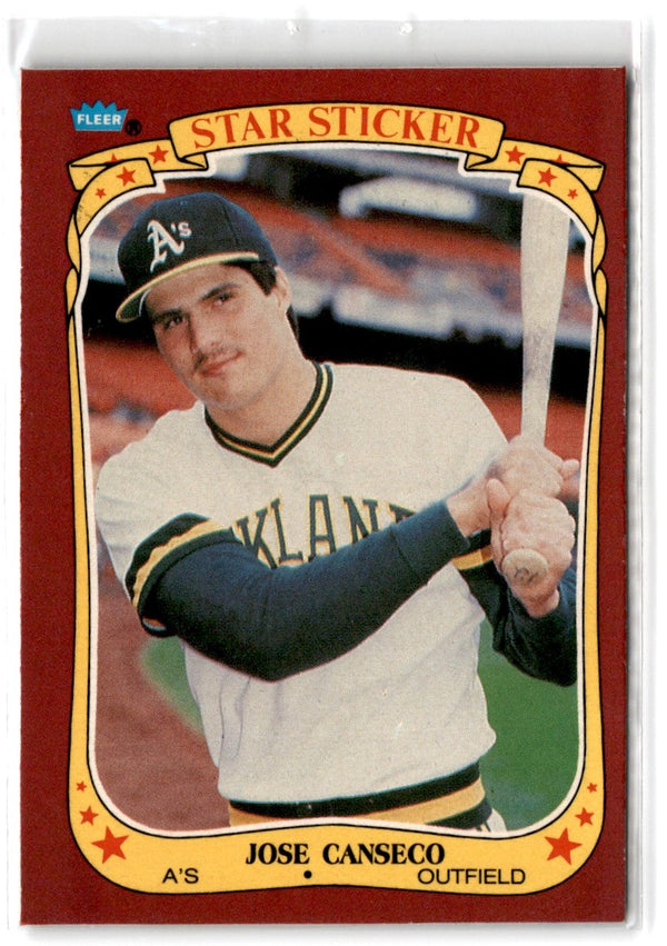 1986 Fleer Star Stickers Jose Canseco #19