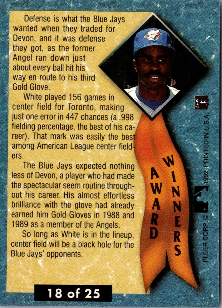 1992 Ultra Award Winners Devon White