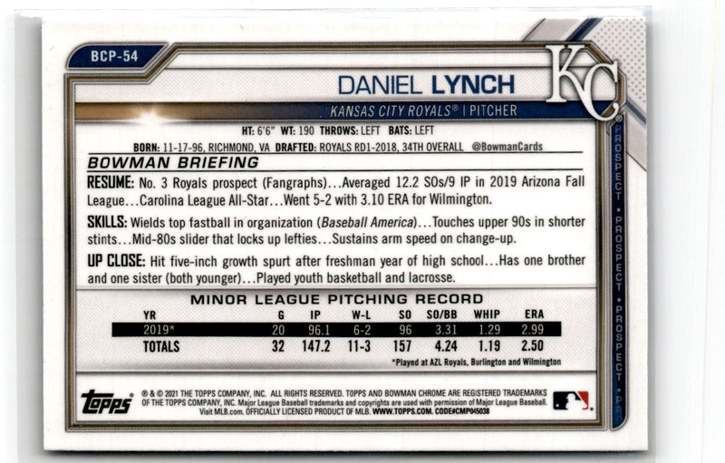 2021 Bowman Draft Chrome Sapphire Daniel Lynch