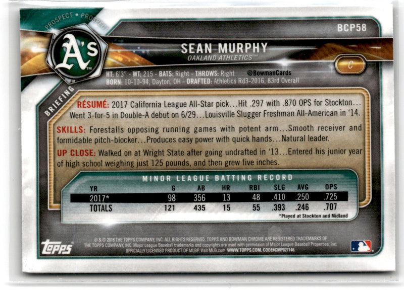 2018 Bowman Chrome Prospects Sean Murphy