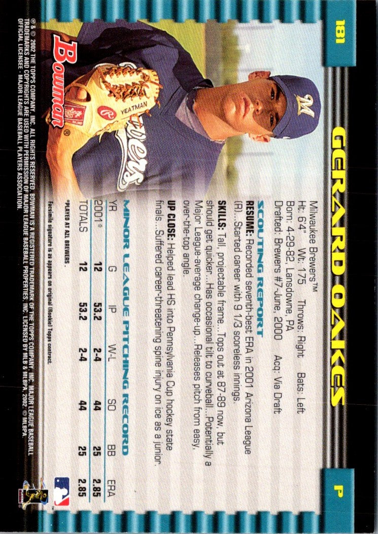 2002 Bowman Gerard Oakes