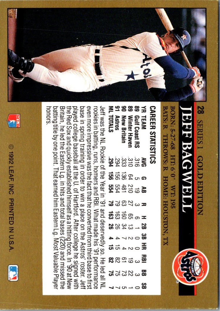 1992 Leaf Black Gold Jeff Bagwell