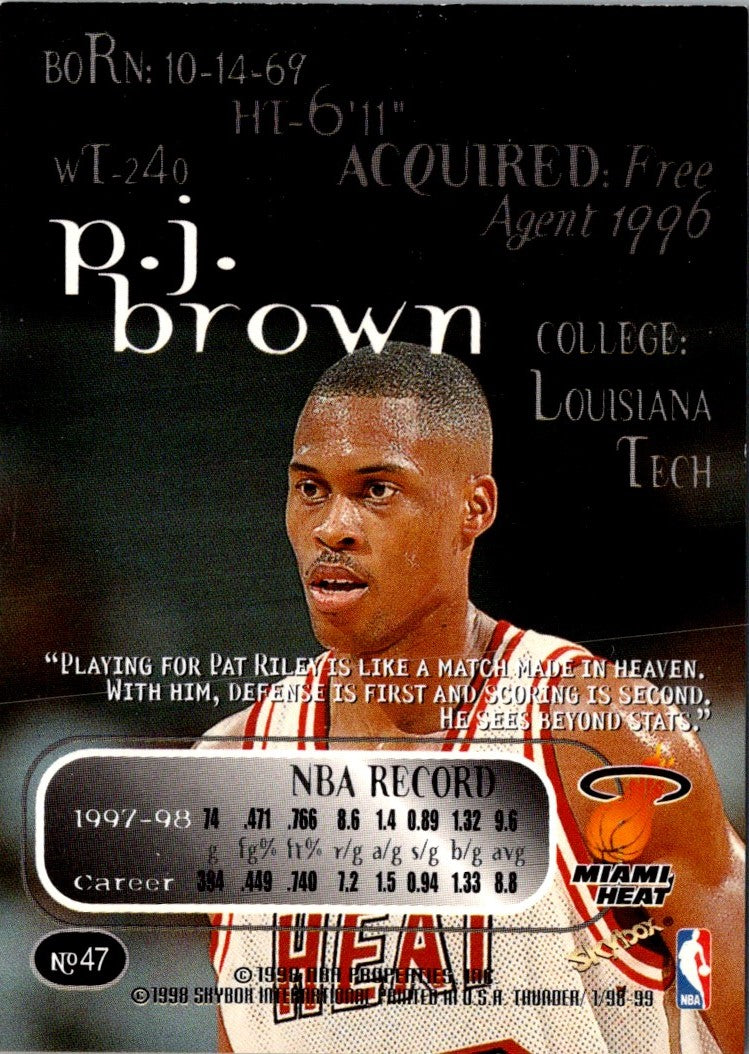 1998 SkyBox Thunder P.J. Brown