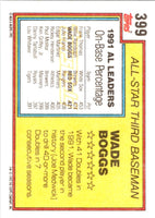 1992 Topps Gold Winners Wade Boggs #399