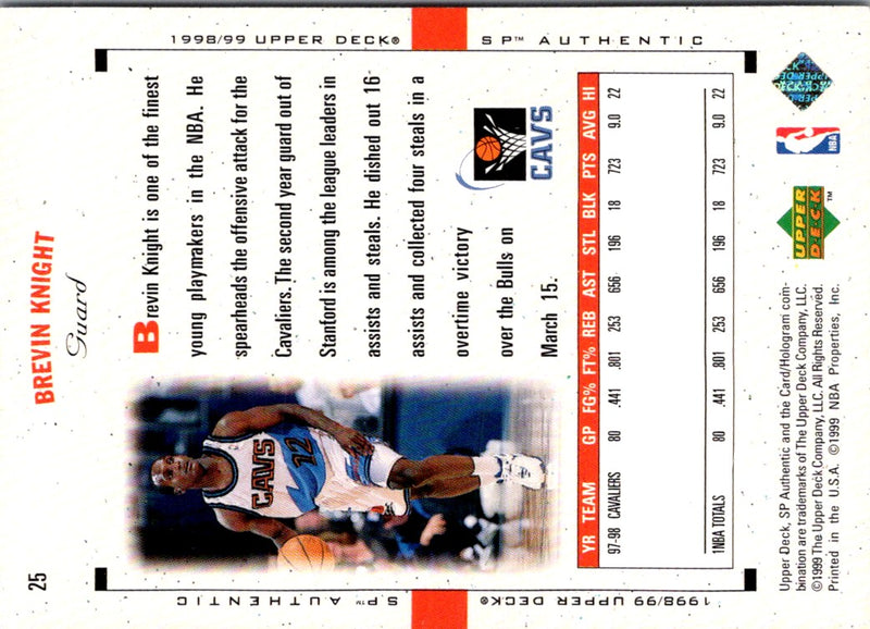 1998 Upper Deck Brevin Knight