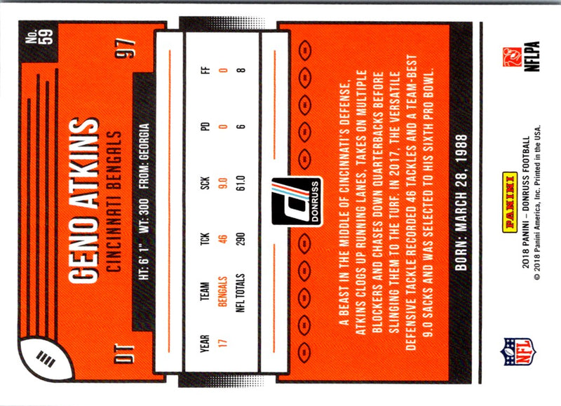 2018 Donruss Geno Atkins