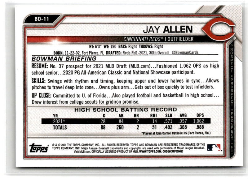 2021 Bowman Draft 1st Edition Jay Allen