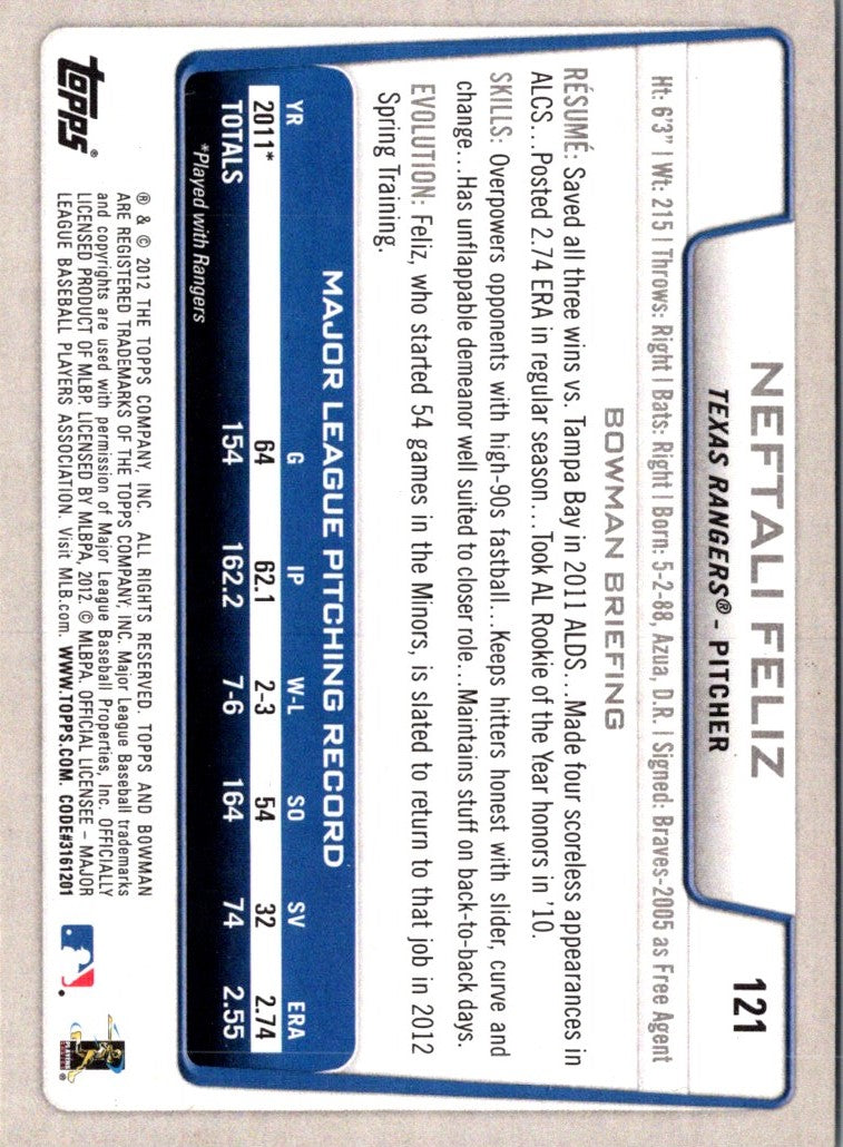 2012 Bowman Neftali Feliz