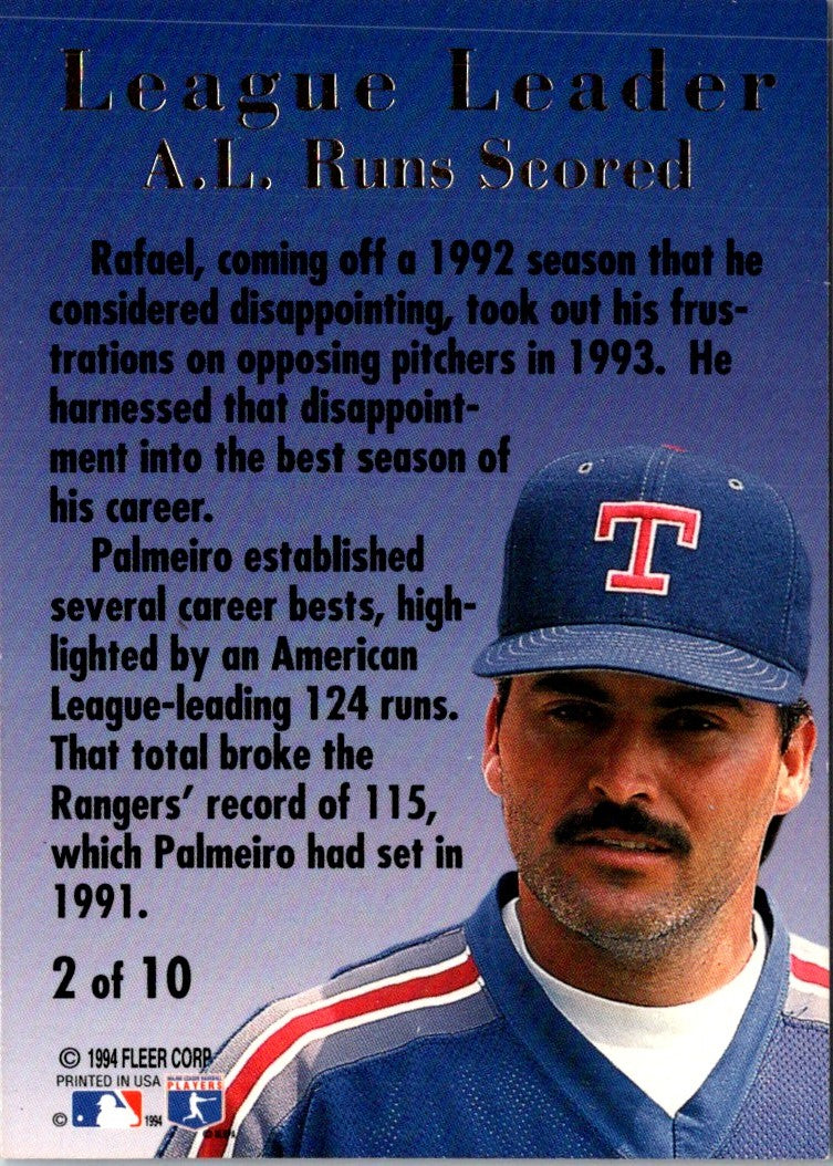 1994 League Leaders Rafael Palmeiro