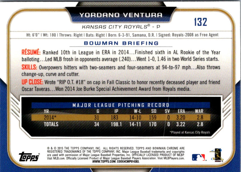 2015 Bowman Chrome Yordano Ventura