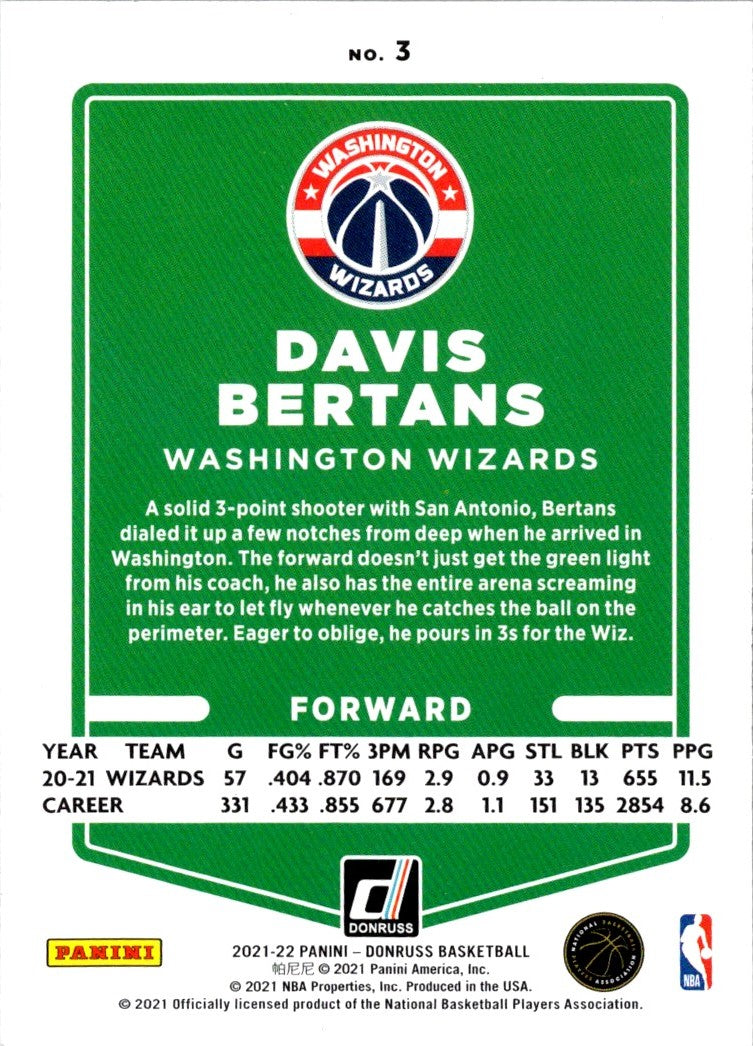 2021 Donruss Holo Red and Gold Laser Davis Bertans