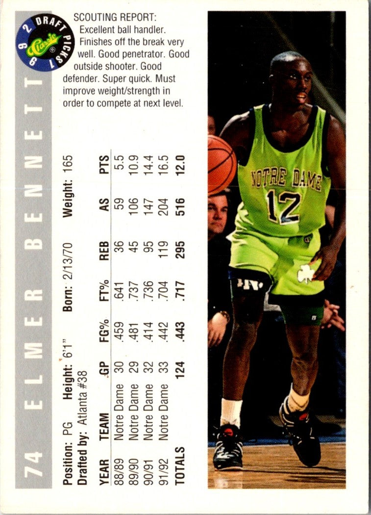 1992 Classic Draft Elmer Bennett