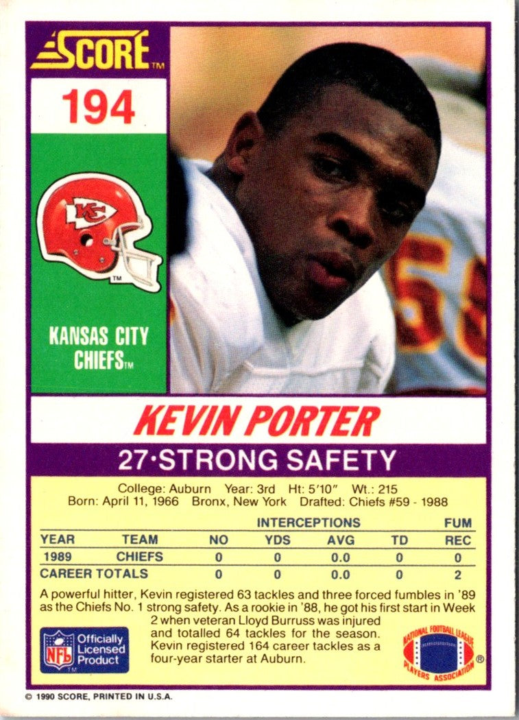 1990 Score Kevin Porter