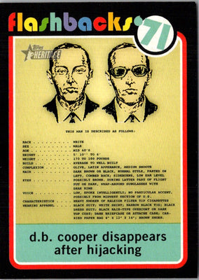 2020 Topps Heritage News Flashbacks '71 D.B. Cooper Disappears After Hijacking #NF-14