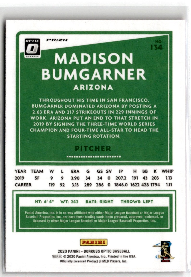 2020 Donruss Optic Pink Madison Bumgarner