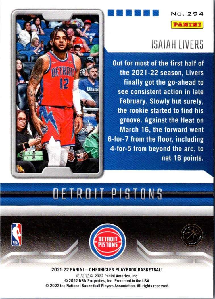 2021 Panini Chronicles Isaiah Livers