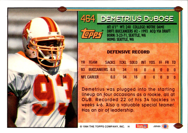 1994 Topps Demetrius DuBose