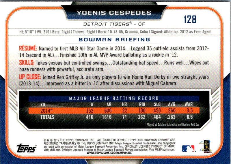 2015 Bowman Chrome Yoenis Cespedes