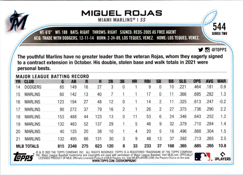 2022 Topps Miguel Rojas